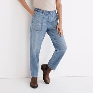 Madewell petite pull-on relaxed jeans in beswick wash